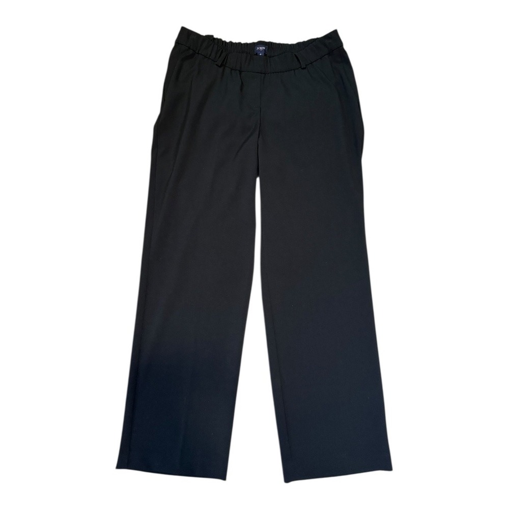 J Crew Black Wide Leg Elastic Waist‎ Pants Women Size 4 Maternity NWT